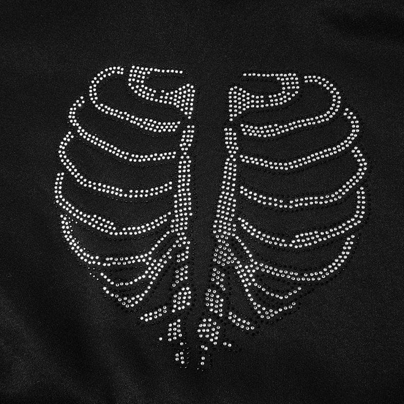 Spooky Chic Rhinestone Rib Cage Heart Hoodie - Cozy Oversized Fall & Halloween Fashion