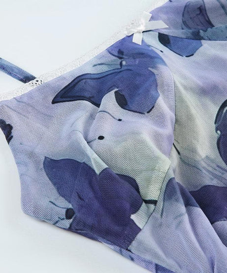 Dreamy Periwinkle Butterfly Mesh Maxi Dress with Lace Trim - Effortless Fall Style