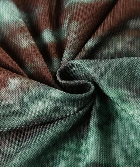 Effortless Fall Chic: Earthy Swirl Ribbed Knit V-Neck Cap Sleeve Top