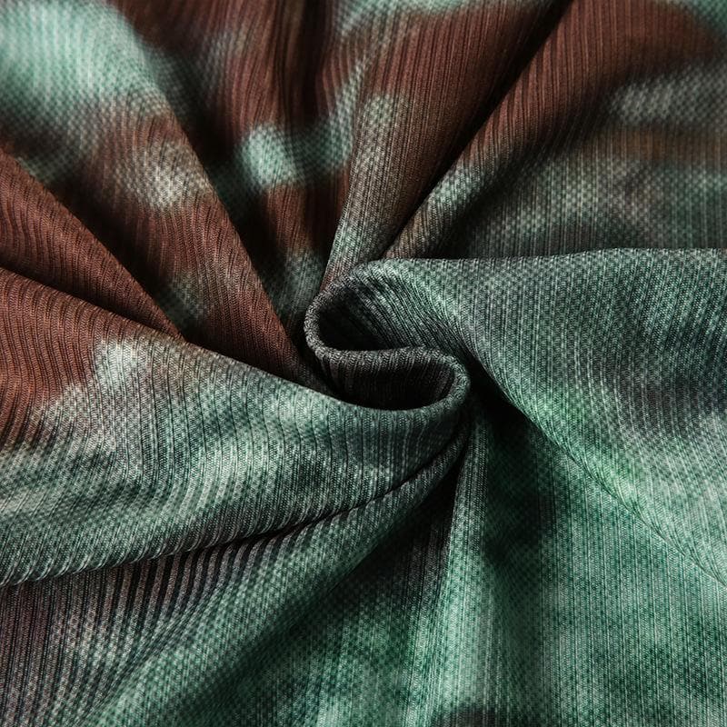 Effortless Fall Chic: Earthy Swirl Ribbed Knit V-Neck Cap Sleeve Top