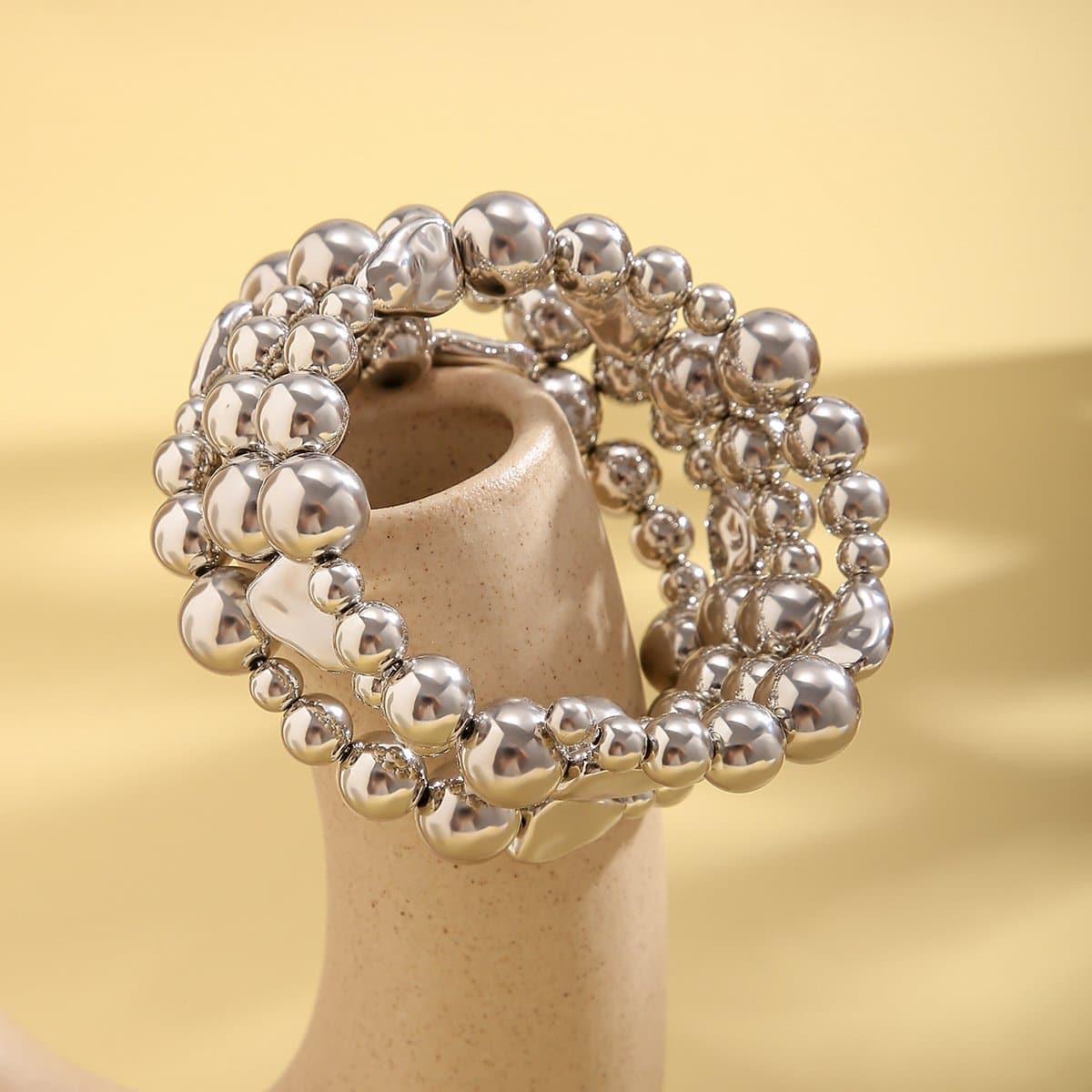 Boho Luxe Silver Beaded Wrap Arm Cuff - Statement Fall & Holiday Jewelry for Women