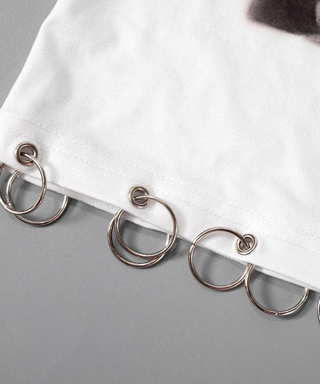 Sassy Feline O-Ring Baby Tee - Fall Trendy Short Sleeve Top