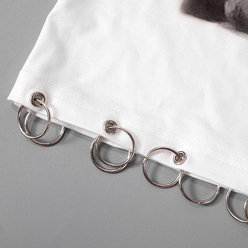 Sassy Feline O-Ring Baby Tee - Fall Trendy Short Sleeve Top