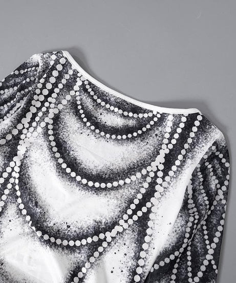 Dazzling Pearl Illusion Mesh Long Sleeve Top - Chic Drawstring Style for Fall & Holiday