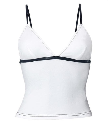 Y2K Chic V-Neck Contrast Cami Top – Flattering Fit for Fall Layering & Nights Out