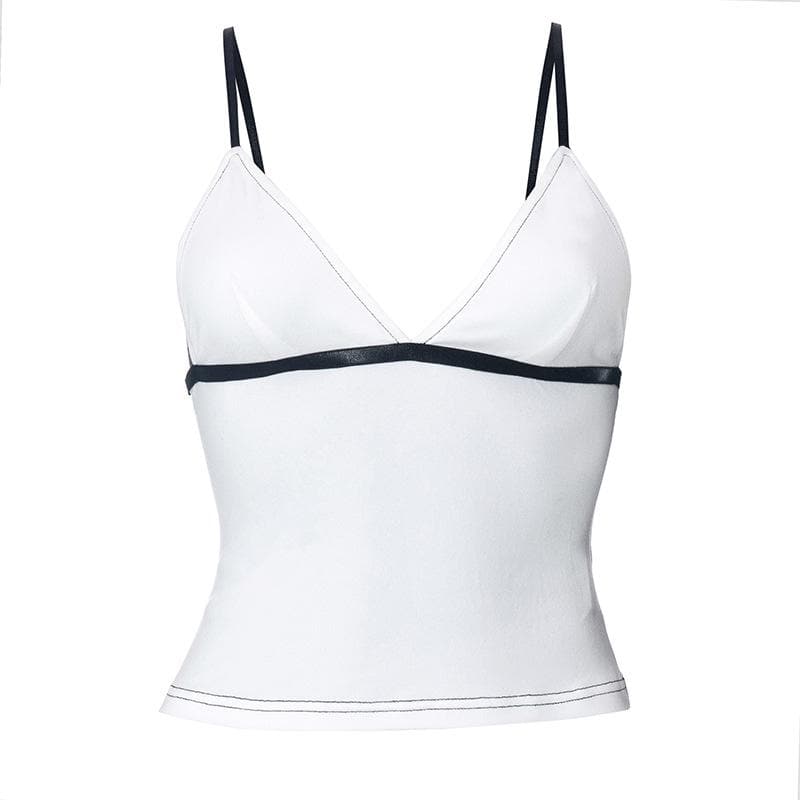 Y2K Chic V-Neck Contrast Cami Top – Flattering Fit for Fall Layering & Nights Out