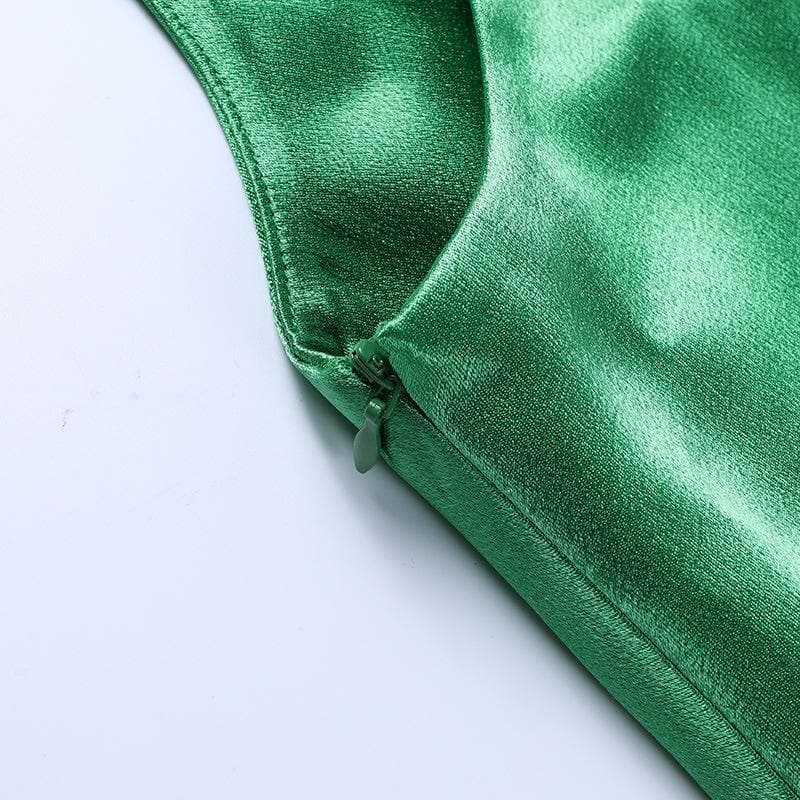 Emerald Green Satin Cowl Neck Ruched Midi Dress - Your Flattering Fall & Holiday Go-To