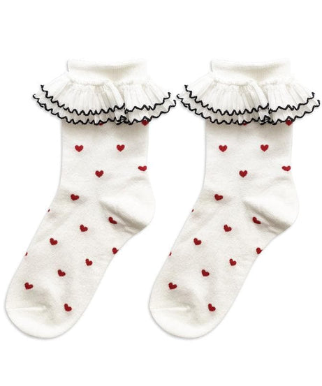 Darling Ruffle Heart Crew Socks | Cozy Fall & Holiday Style for Her