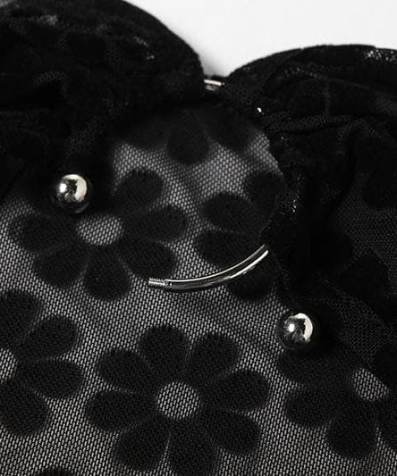 Black Floral Sheer Halter Maxi Dress with O-Ring Cutouts - Y2K Style for Fall Parties & Nights Out