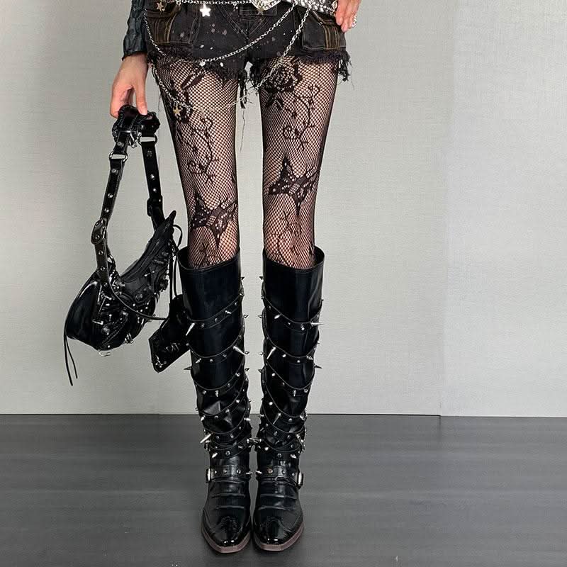 Gothic Butterfly Lace Fishnet Tights - Edgy Fall & Halloween Statement