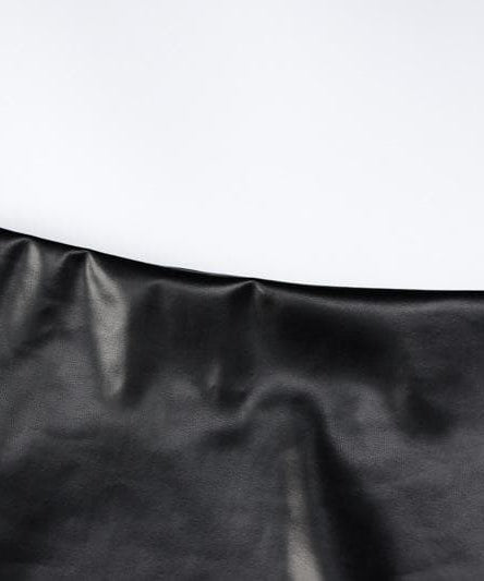 Slay the Night: Faux Leather Corset & Slit Mini Skirt Set with Sheer Mesh Gloves – Halloween & Fall Party Ready