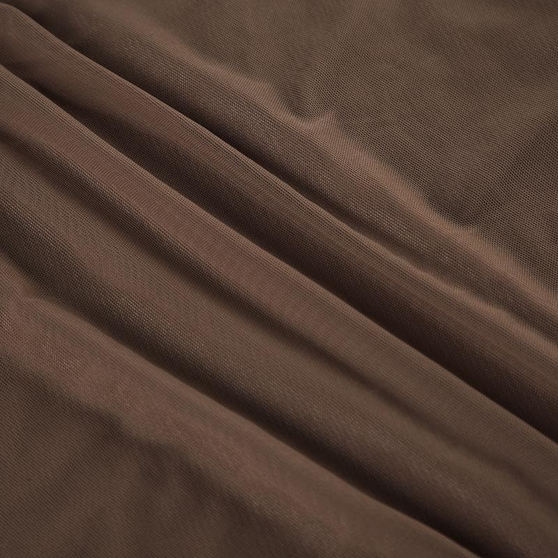 Autumn Ember Halter Mesh Maxi Dress | Sheer Slit Gown with Ruched Detail