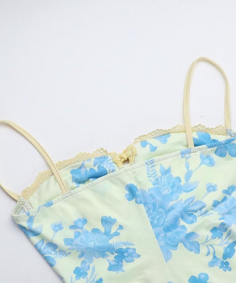 Chic Blue Floral Sweetheart Maxi Dress – Elegant Ruched Bust & Mermaid Hem for Resort Getaways