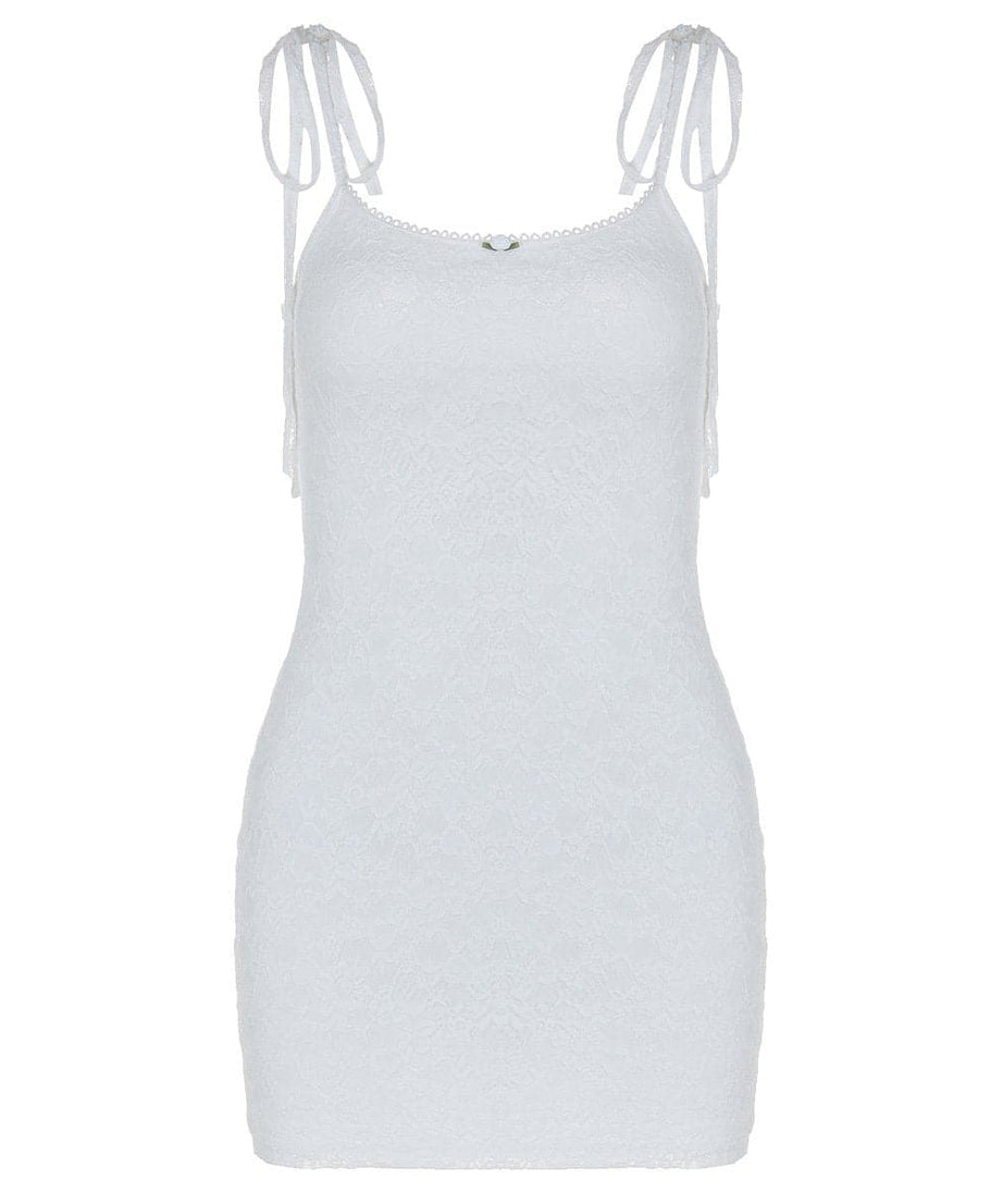 Delicate White Lace Tie-Shoulder Mini Dress - Your Essential for Fall Parties & Chic Nights Out