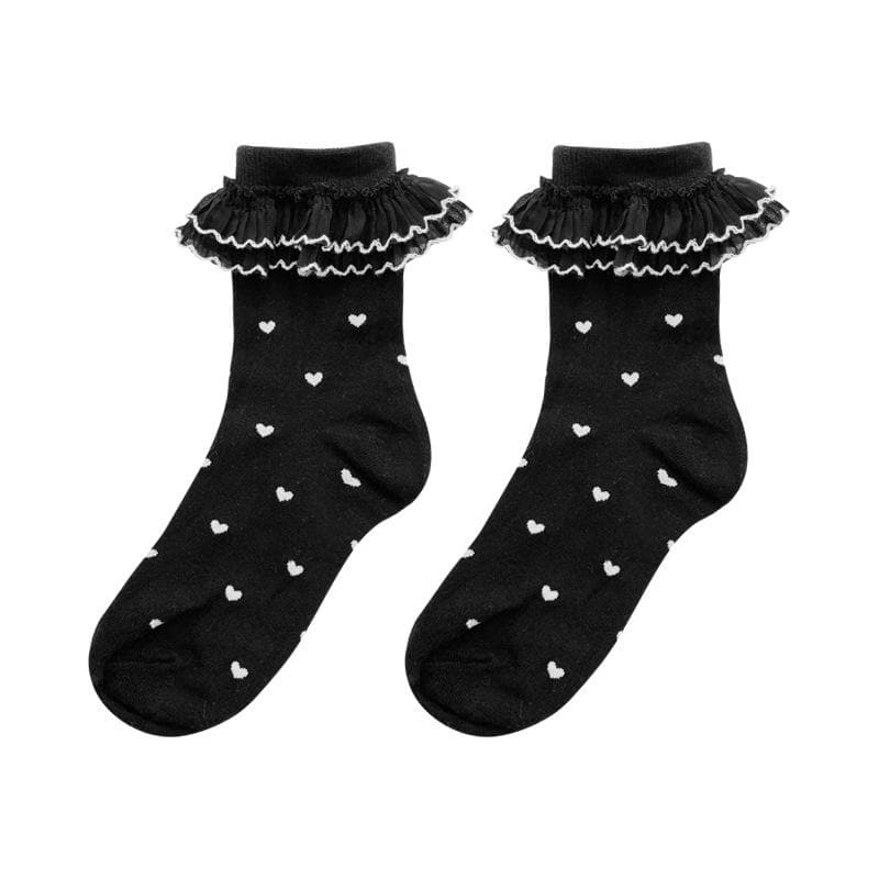 Darling Ruffle Heart Crew Socks | Cozy Fall & Holiday Style for Her