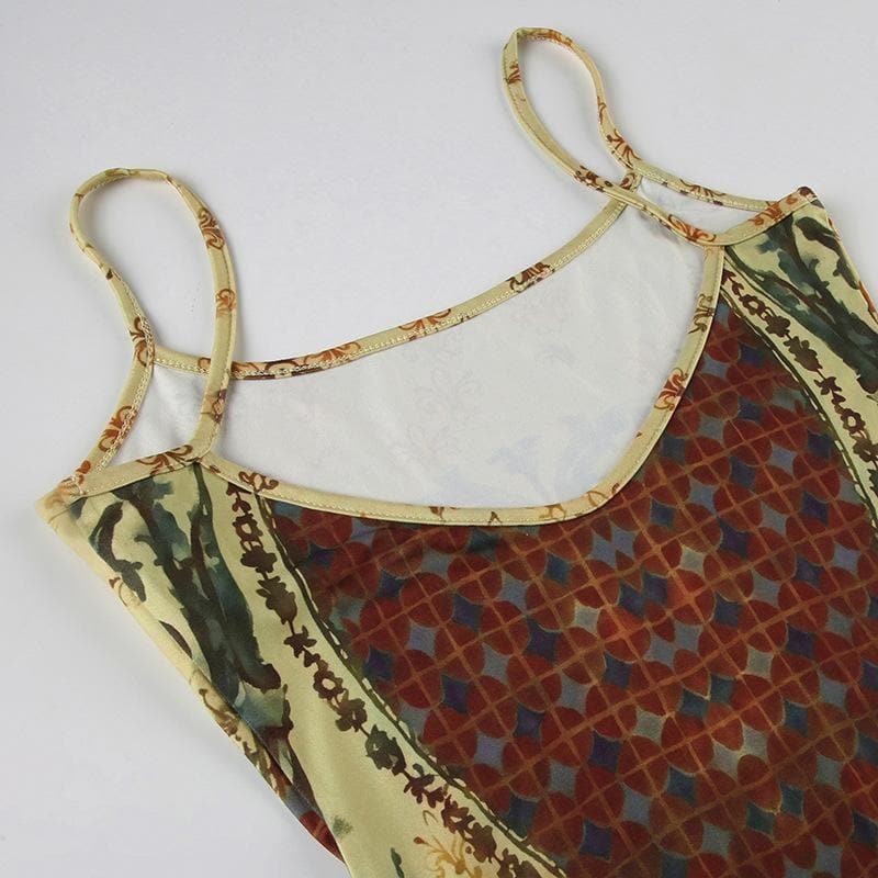 Renaissance Tapestry Print Cami Maxi Dress - Effortless Fall Style