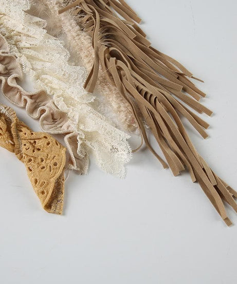Fall Fringe Flair: Boho Layered Lace & Ruffle Tube Top for Women