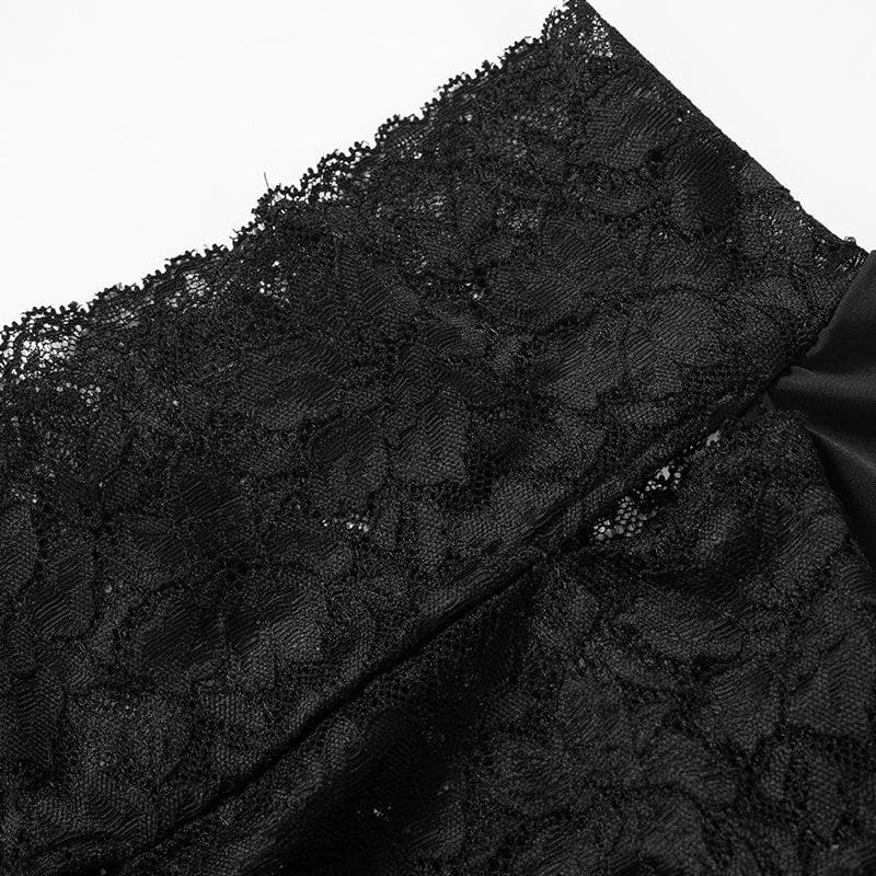 Gothic Glam Black Lace Two-Piece Set: Off-Shoulder Crop Top & High-Waist Leggings for Fall Nights & Halloween