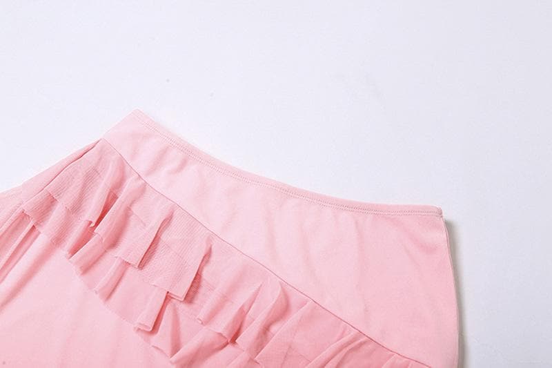 Flirty Pink Ruffle Off-Shoulder Mini Dress - Y2K Glam for Fall Parties & Getaways