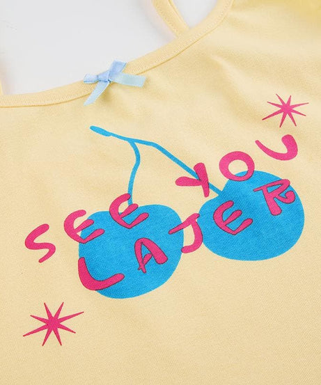 Y2K Cherry 'See You Later' Cami & Shorts Set - Comfy Loungewear for Cozy Fall Nights