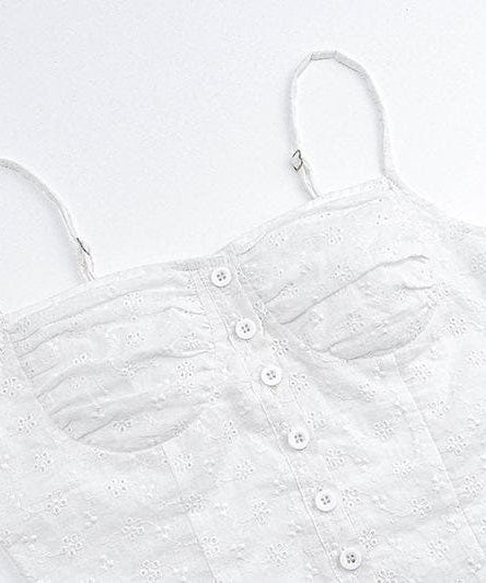 Chic White Embroidered Cami Top - Effortless Fall Layering & Transitional Style