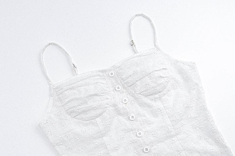 Chic White Embroidered Cami Top - Effortless Fall Layering & Transitional Style