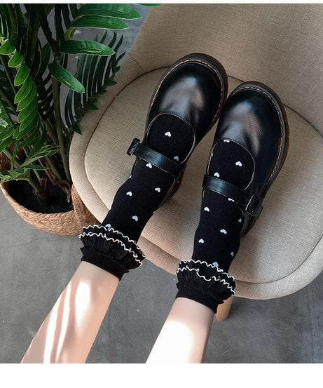 Darling Ruffle Heart Crew Socks | Cozy Fall & Holiday Style for Her