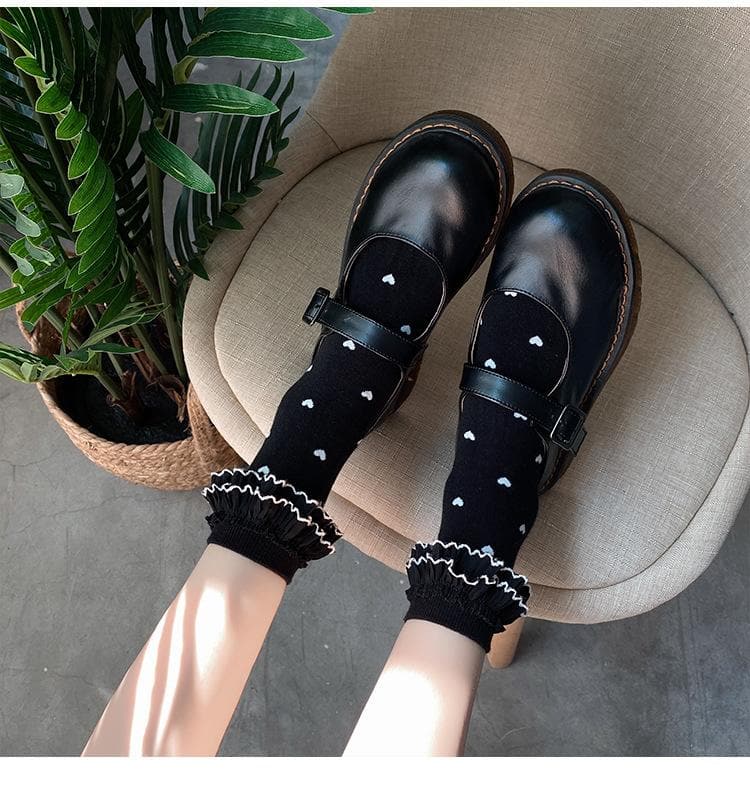 Darling Ruffle Heart Crew Socks | Cozy Fall & Holiday Style for Her