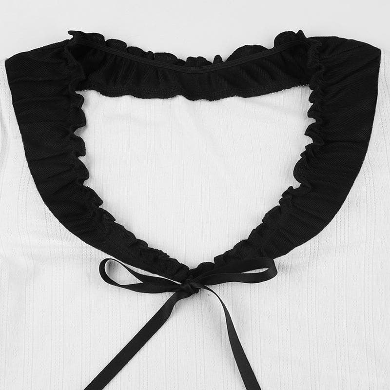 Fall Chic: Sweetheart Ruffle Tie-Front Ribbed Knit Long Sleeve Top