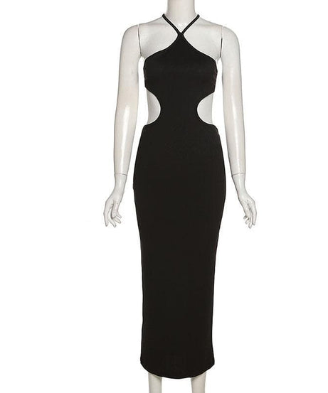 Sleek Halter Cutout Ribbed Midi Dress - Your Essential Fall & Holiday Party Statement
