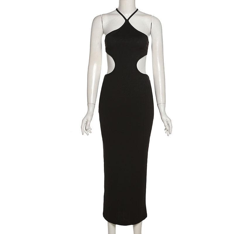 Sleek Halter Cutout Ribbed Midi Dress - Your Essential Fall & Holiday Party Statement