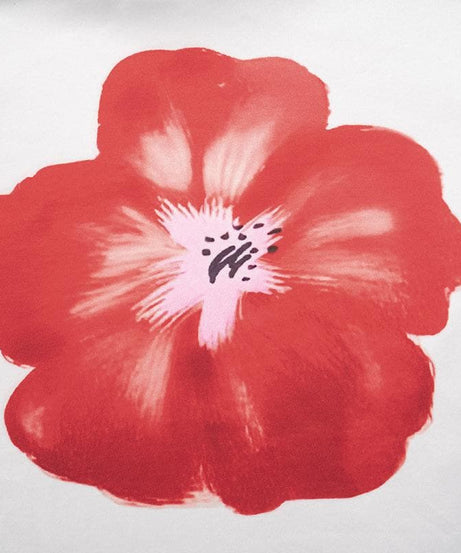 Vibrant Red Poppy Floral Tee | Women's Soft & Stretchy Short Sleeve Top for Fall Style