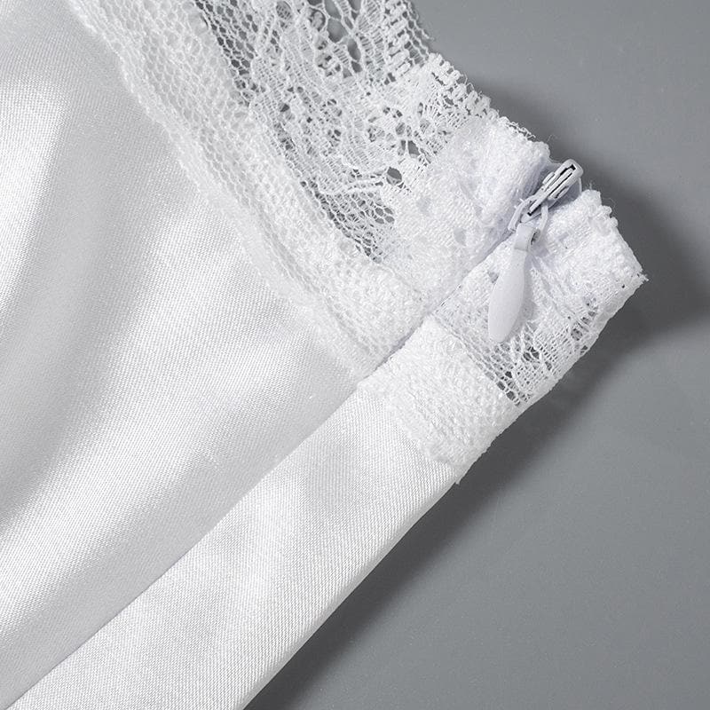 Enchanting White Lace Slip Midi Dress | Alluring Bow Cutout & Criss-Cross Back for Fall & Holiday Parties