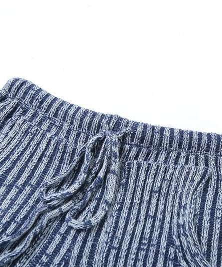 Effortless Chic Striped Knit Halter Top & Lounge Pants Set - Fall Comfort Must-Have