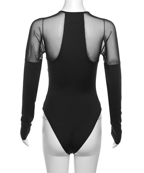 Edgy Mesh Illusion Bodysuit - Your Statement Piece for Fall & Halloween Nights