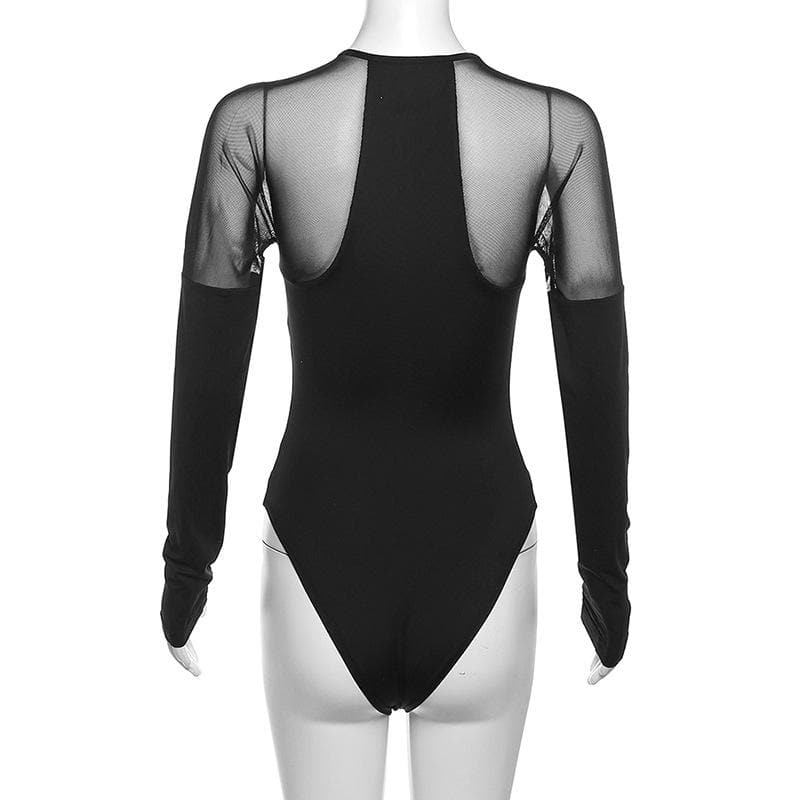 Edgy Mesh Illusion Bodysuit - Your Statement Piece for Fall & Halloween Nights