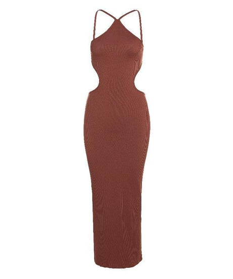Sleek Halter Cutout Ribbed Midi Dress - Your Essential Fall & Holiday Party Statement