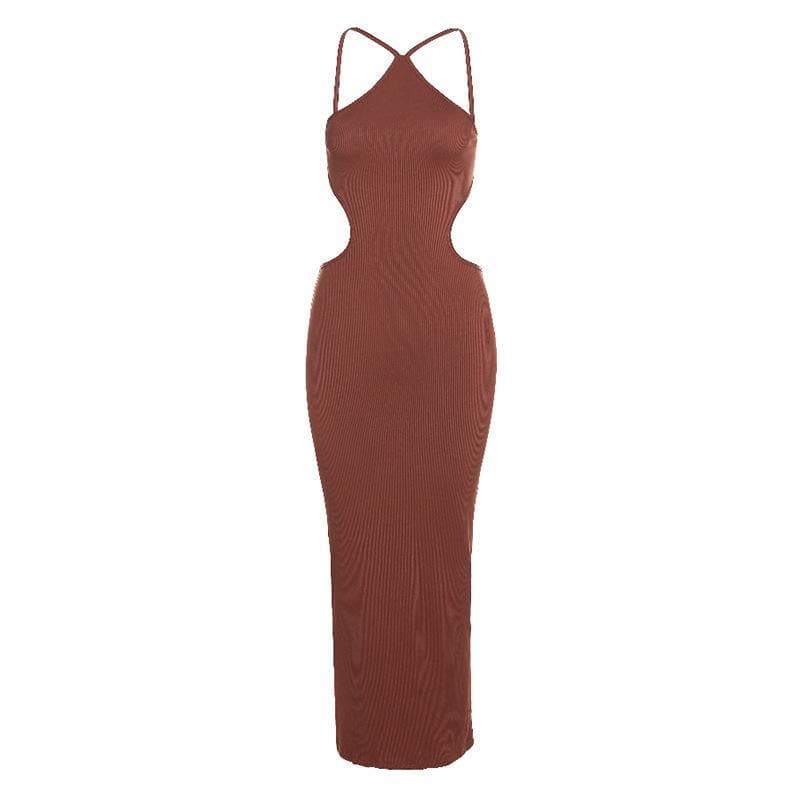 Sleek Halter Cutout Ribbed Midi Dress - Your Essential Fall & Holiday Party Statement