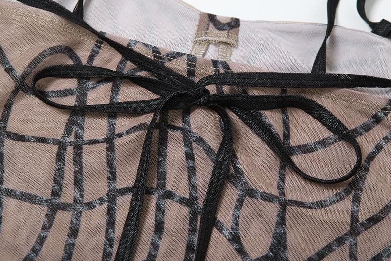 Bewitching Sheer Mesh Spiderweb Print Cami & Midi Skirt Set - Your Ultimate Fall & Halloween Statement