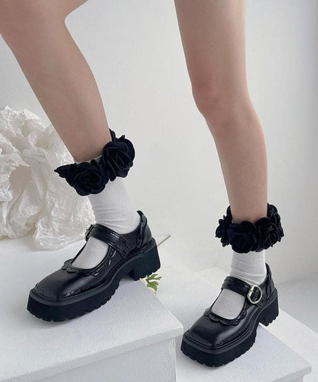 Coquette Rose Applique Ankle Socks - Whimsical Fall & Halloween Style for Women