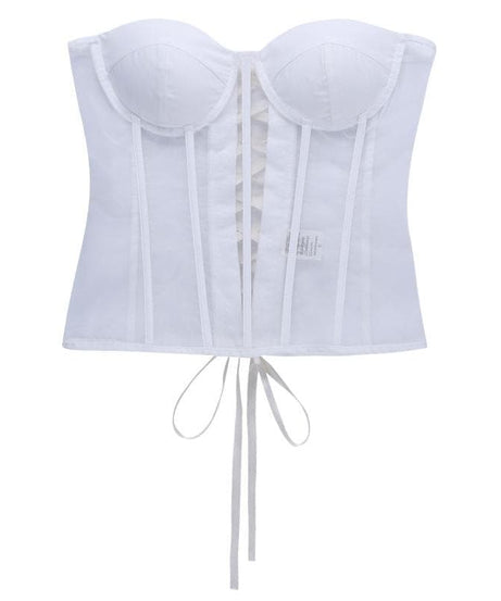 Chic Black Strapless Mesh Corset Bustier Top with Boning & Lace-Up Back - Your Fall Night Out Essential