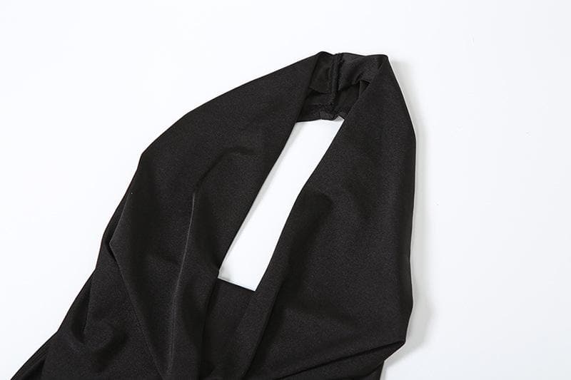 Sultry Bloom Black Sheer Maxi Dress - Halter Cowl Neck for Fall & Holiday Nights