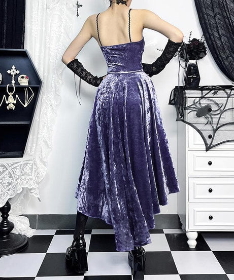 Vampire Queen Velvet & Lace High-Low Dress | Ultimate Halloween & Gothic Style