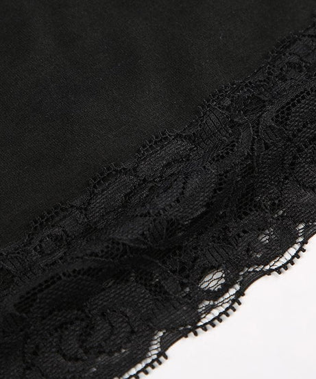 Fall Chic: Black Lace Trim Square Neck Long Sleeve Top | Versatile & Elegant Essential