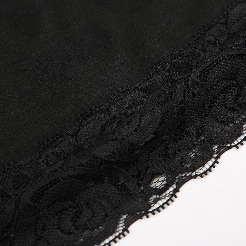 Fall Chic: Black Lace Trim Square Neck Long Sleeve Top | Versatile & Elegant Essential