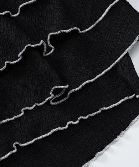 Coquette Chic Black Ruffle Mini Set - Bowknot Tube Top & Tiered Shorts for Fall Parties