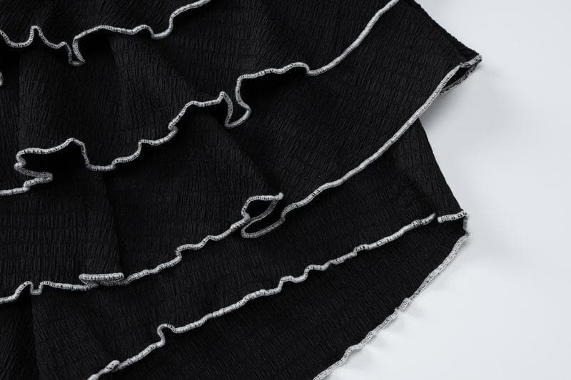 Coquette Chic Black Ruffle Mini Set - Bowknot Tube Top & Tiered Shorts for Fall Parties