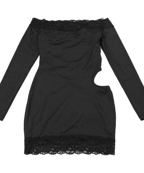 Slay the Night: Black Lace Off-Shoulder Cutout Mini Dress - Fall & Party Ready!