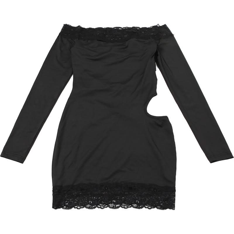 Slay the Night: Black Lace Off-Shoulder Cutout Mini Dress - Fall & Party Ready!