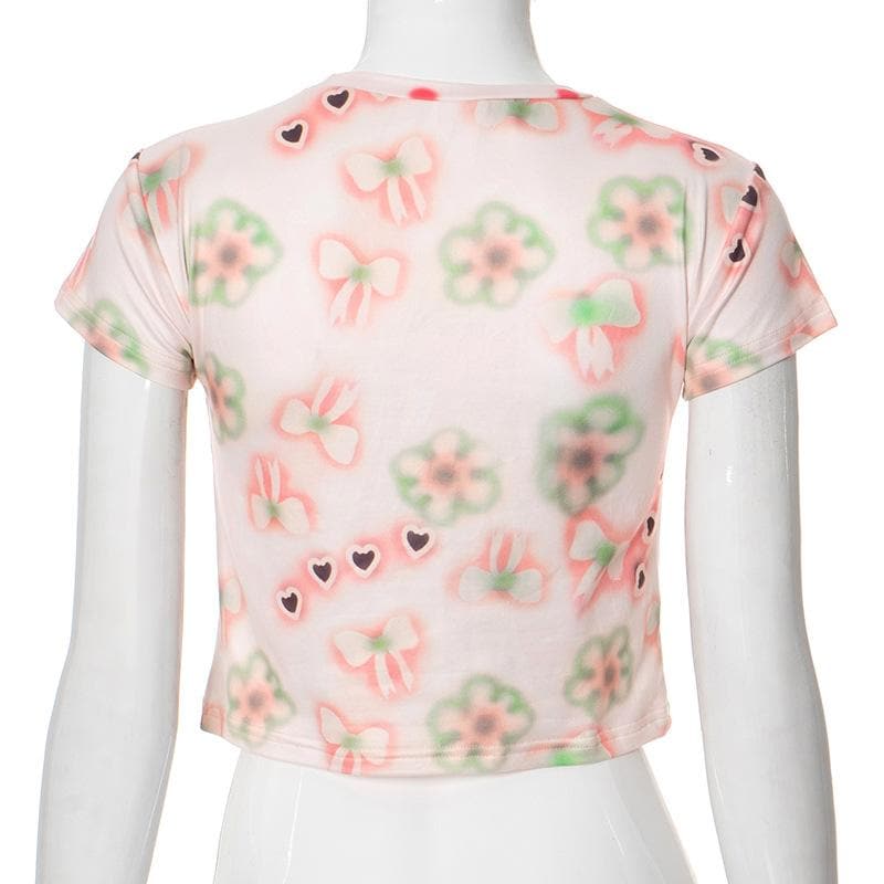 Dreamy Pastel Kitty Crop Top - Playful Airbrush Graphic Tee for Cozy Fall Days